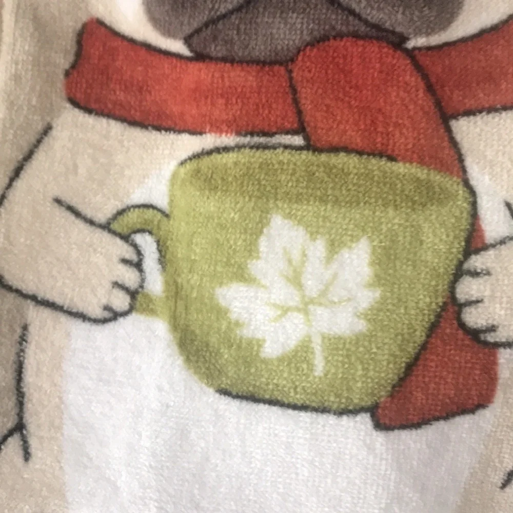 Adorable Fall Pug plush kitchen towels 100% cotton